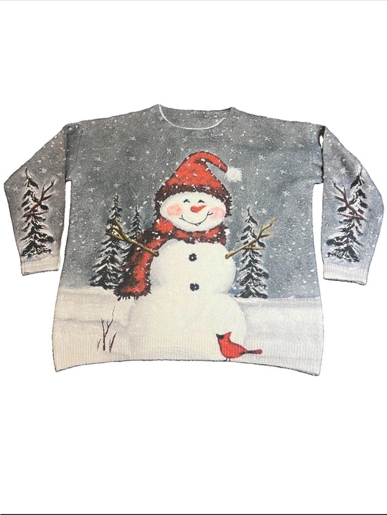 Sweaters - Snowman Sweater Women's One Size see Pics Oversized Cotton/wool Winter Holiday
